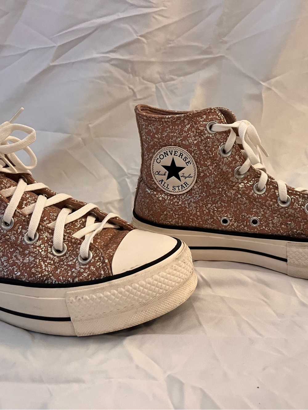Converse High Top Sneakers - Pink with Silver Speckle